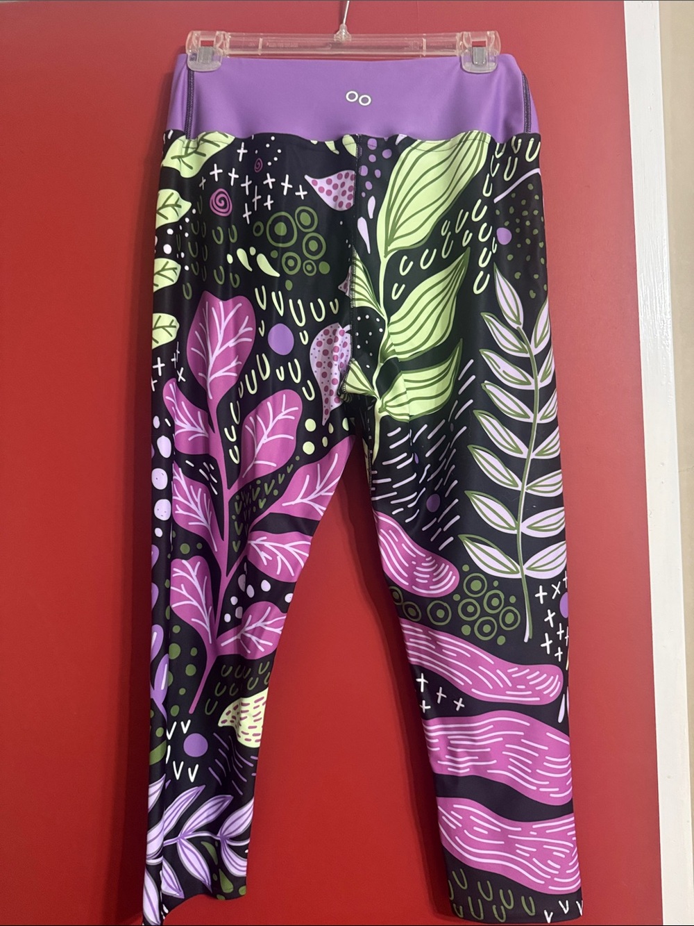 Vibrant Purple and Black Ladies Leggings - Picture 2 of 4